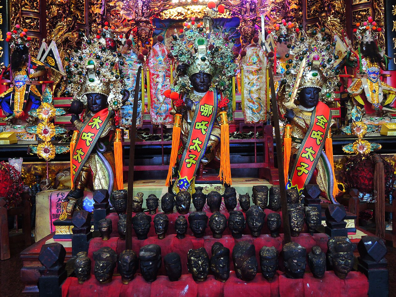 Nezha mythology story later retelling image with Nezha cultural art or temple figure context