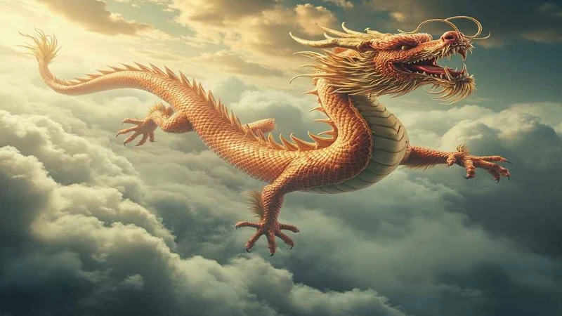 Chinese dragon in clouds as a transformation motif