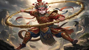 Monkey King with a staff in an original artistic interpretation