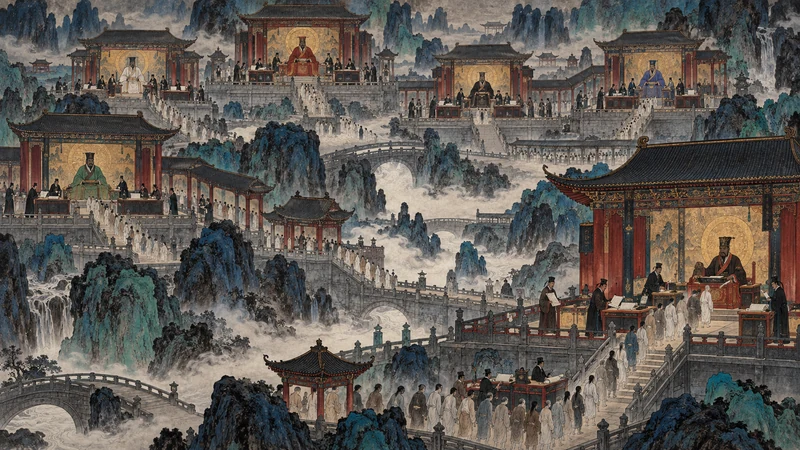 Imagined underworld judicial halls and souls moving between courts