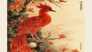 Modern red-bird illustration representing Zhuque