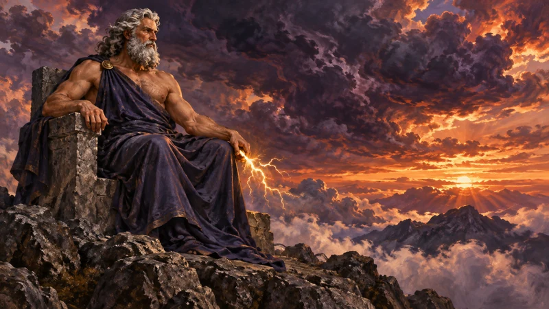 Imagined seated Zeus holding a thunderbolt