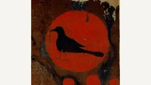 Bird inside the red solar disk on the Mawangdui tomb 1 silk banner