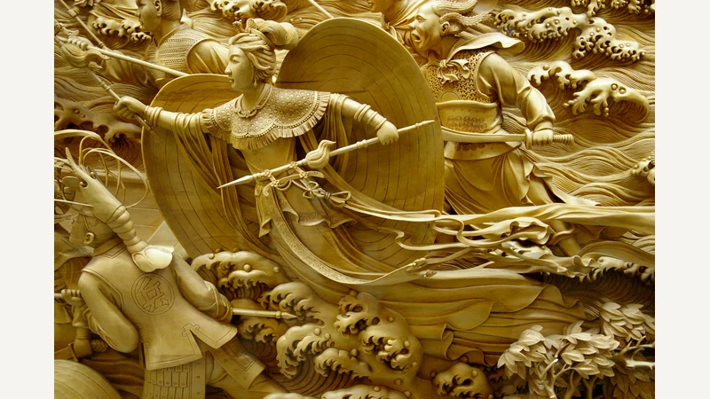 Relief depicting the White Snake Legend in Leifeng Pagoda, Hangzhou