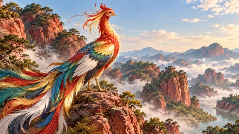 Five-colored fenghuang at Danxue mountain